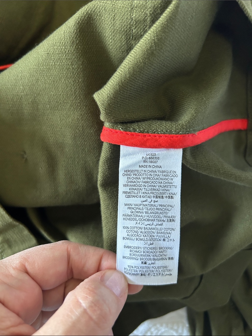 Boden Olive Green Utility Jacket with Colorful Embroidered Trim - Picture 7 of 9